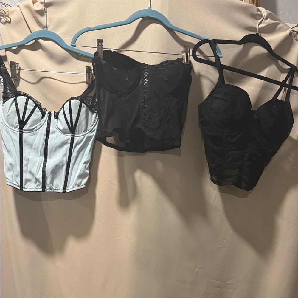 3 set of Women’s Black Bustier Corset Top - Sleek Shaping